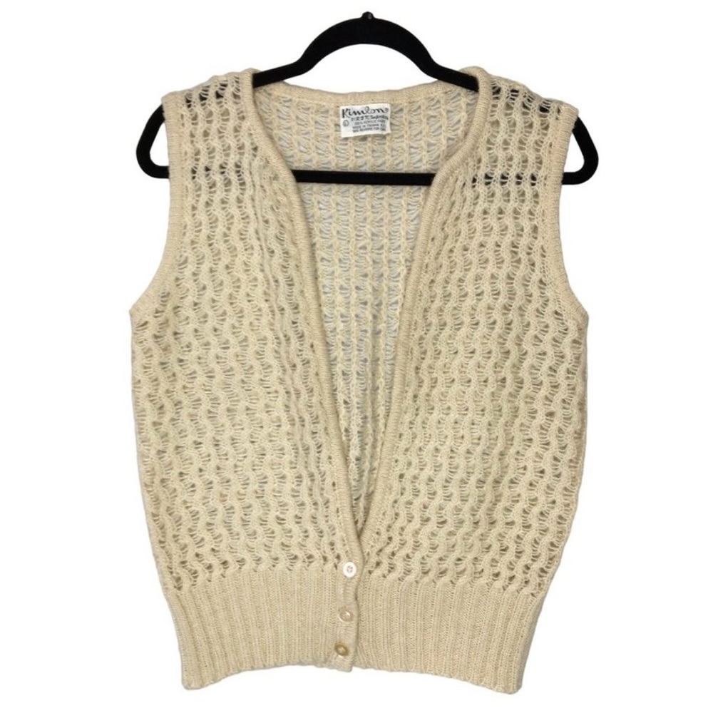 Vintage Feminine Deep V Plunging Wispy Sweater Vest Dainty Cardigan